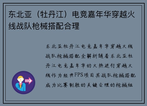 东北亚（牡丹江）电竞嘉年华穿越火线战队枪械搭配合理